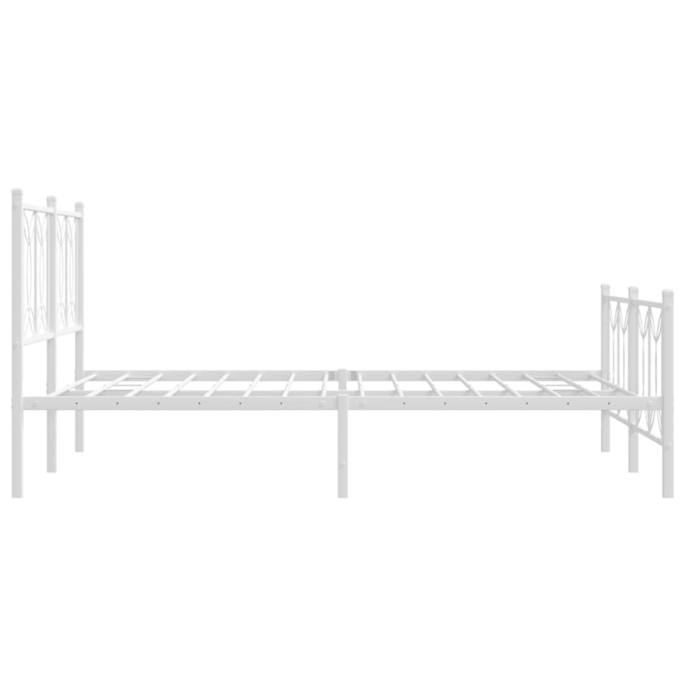 Produktbild för Sängram med huvudgavel och fotgavel vit metall 135x190 cm
