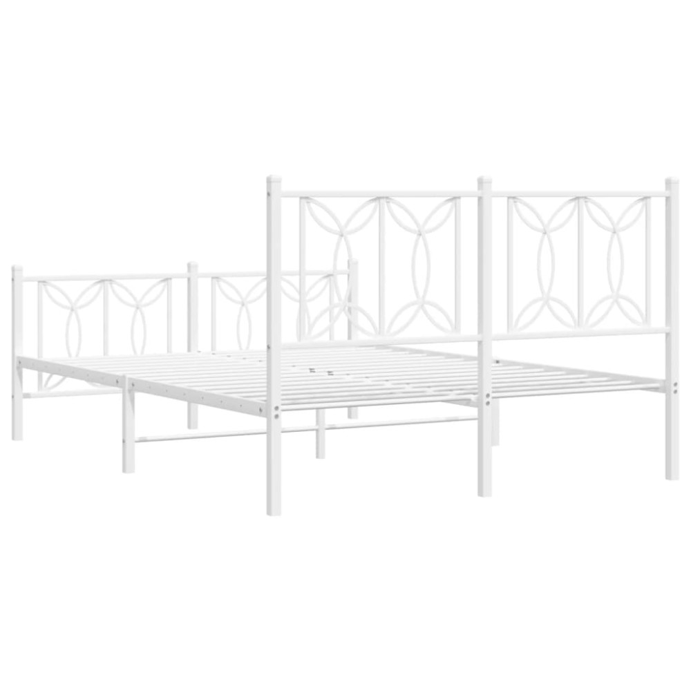 Produktbild för Sängram med huvudgavel och fotgavel vit metall 135x190 cm