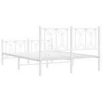 Produktbild för Sängram med huvudgavel och fotgavel vit metall 135x190 cm
