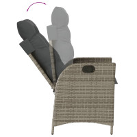 Produktbild för Justerbar trädgårdsstol med dynor grå konstrotting