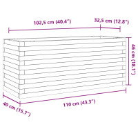 Produktbild för Odlingslåda vaxbrun 110x40x46 cm massiv furu