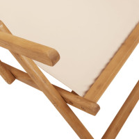 Produktbild för Hopfällbar strandstol beige massivt eukalyptusträ och tyg