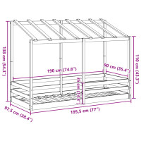 Produktbild för Barnsäng med tak 90x190 cm massiv furu