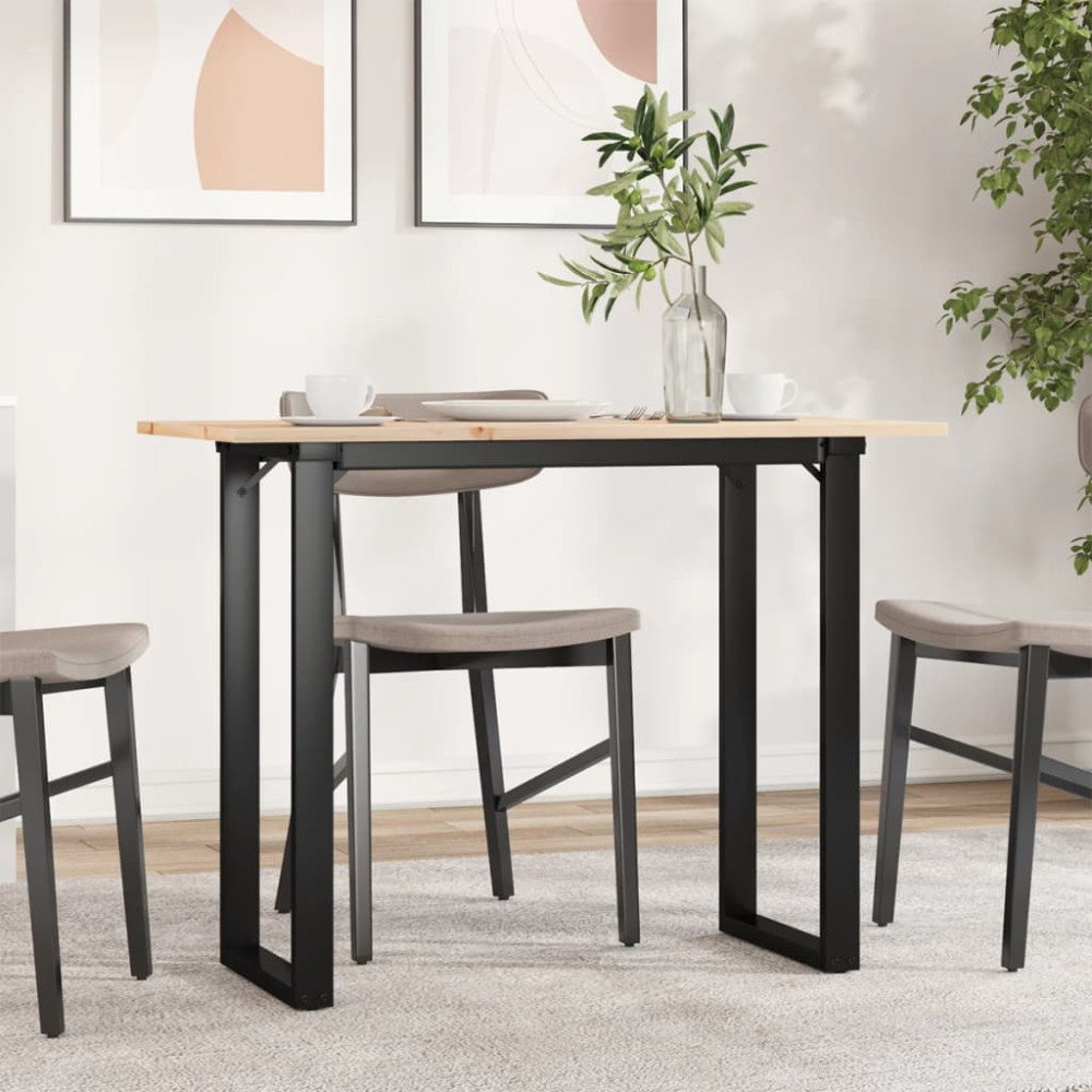 Produktbild för Matbord O-ram 100x50x75 cm massiv furu och stål