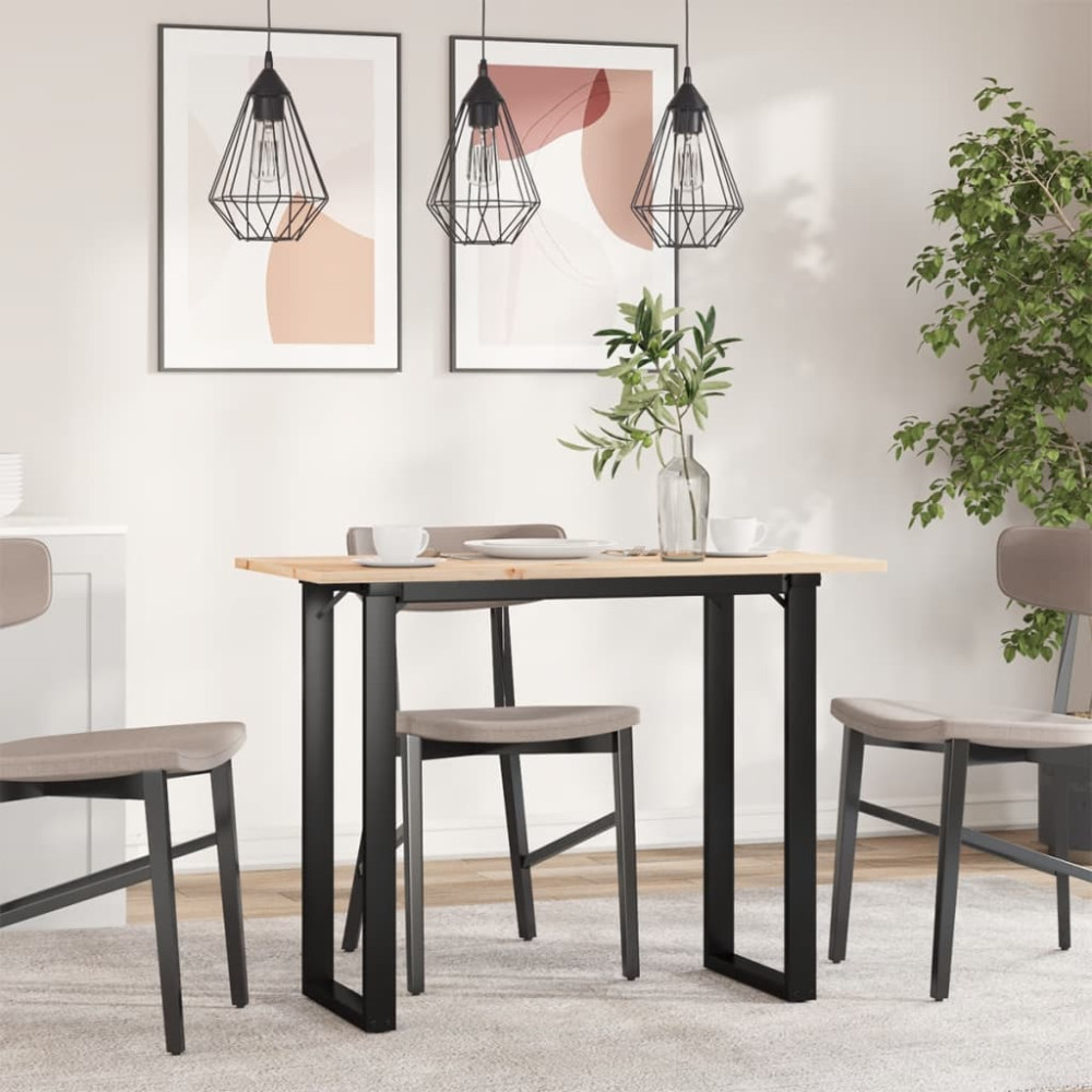 Produktbild för Matbord O-ram 100x50x75 cm massiv furu och stål
