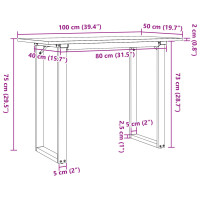 Produktbild för Matbord O-ram 100x50x75 cm massiv furu och stål
