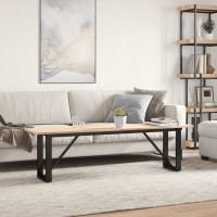 Produktbild för Soffbord O-ram 160x40x45 cm massiv furu och stål