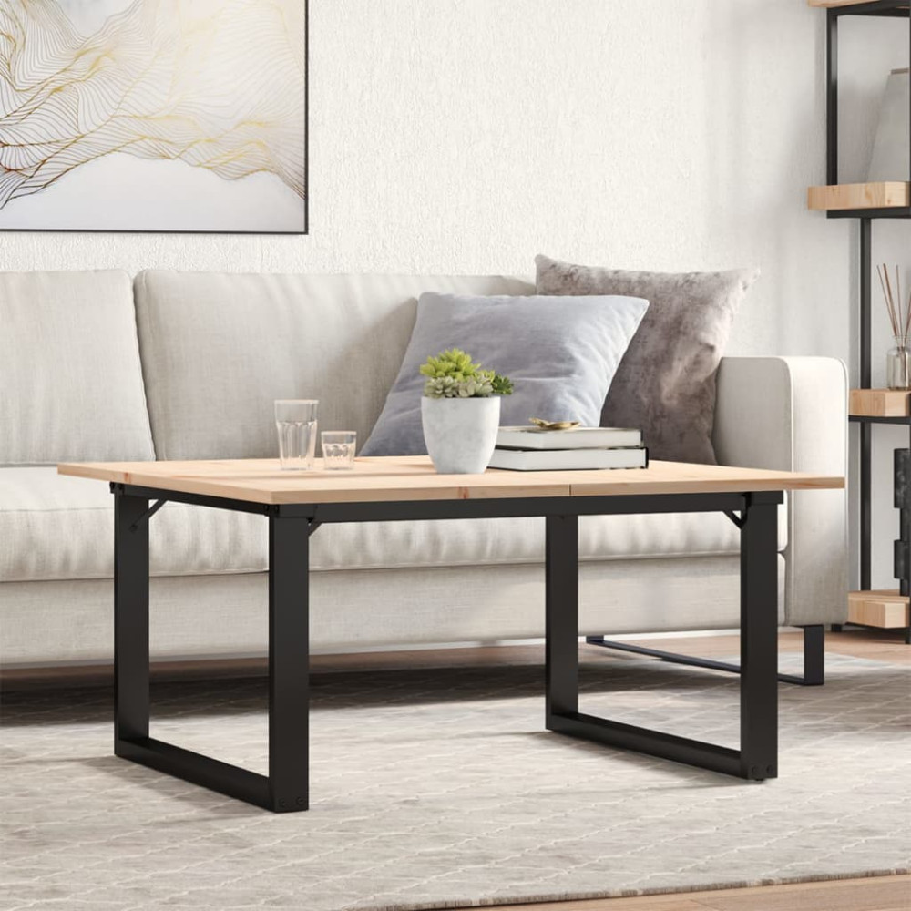 Produktbild för Soffbord O-ram 80x80x45 cm massiv furu och stål