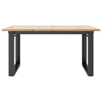 Produktbild för Soffbord O-ram 80x80x45 cm massiv furu och stål