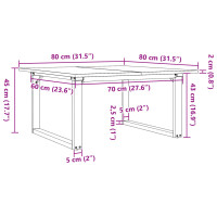 Produktbild för Soffbord O-ram 80x80x45 cm massiv furu och stål
