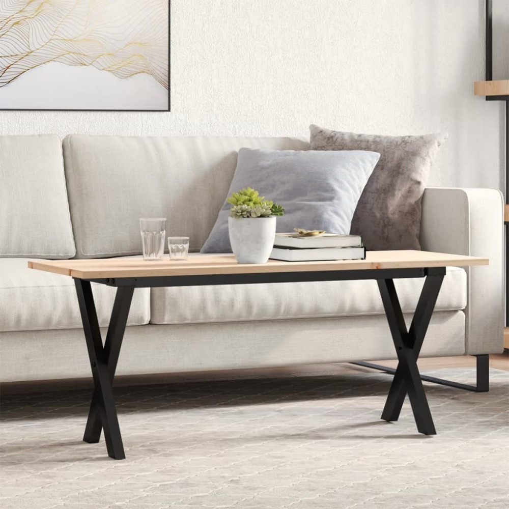 Produktbild för Soffbord X-ram 110x40x45 cm massiv furu och stål
