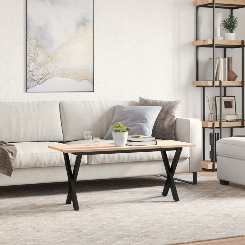 Produktbild för Soffbord X-ram 110x40x45 cm massiv furu och stål