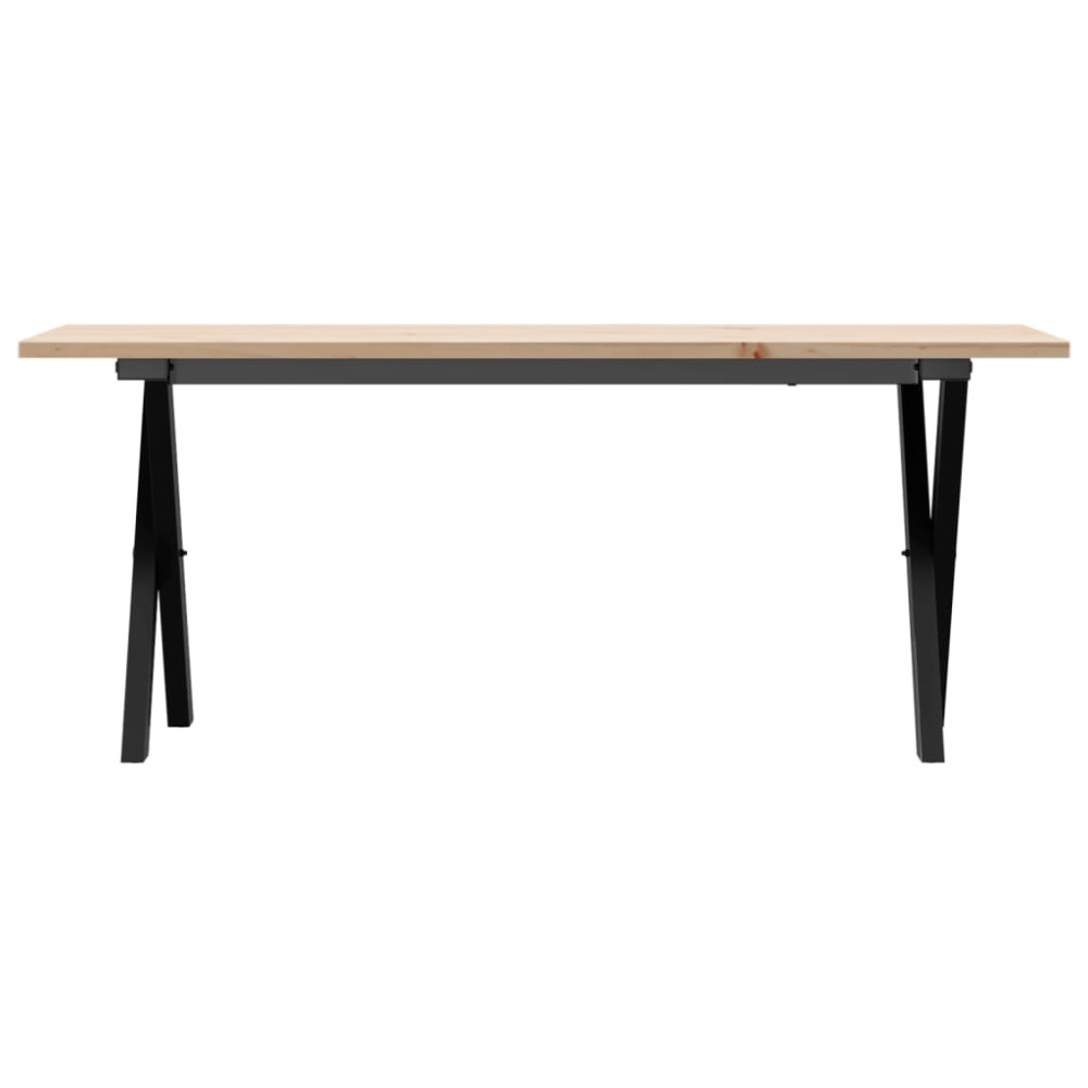 Produktbild för Soffbord X-ram 110x40x45 cm massiv furu och stål