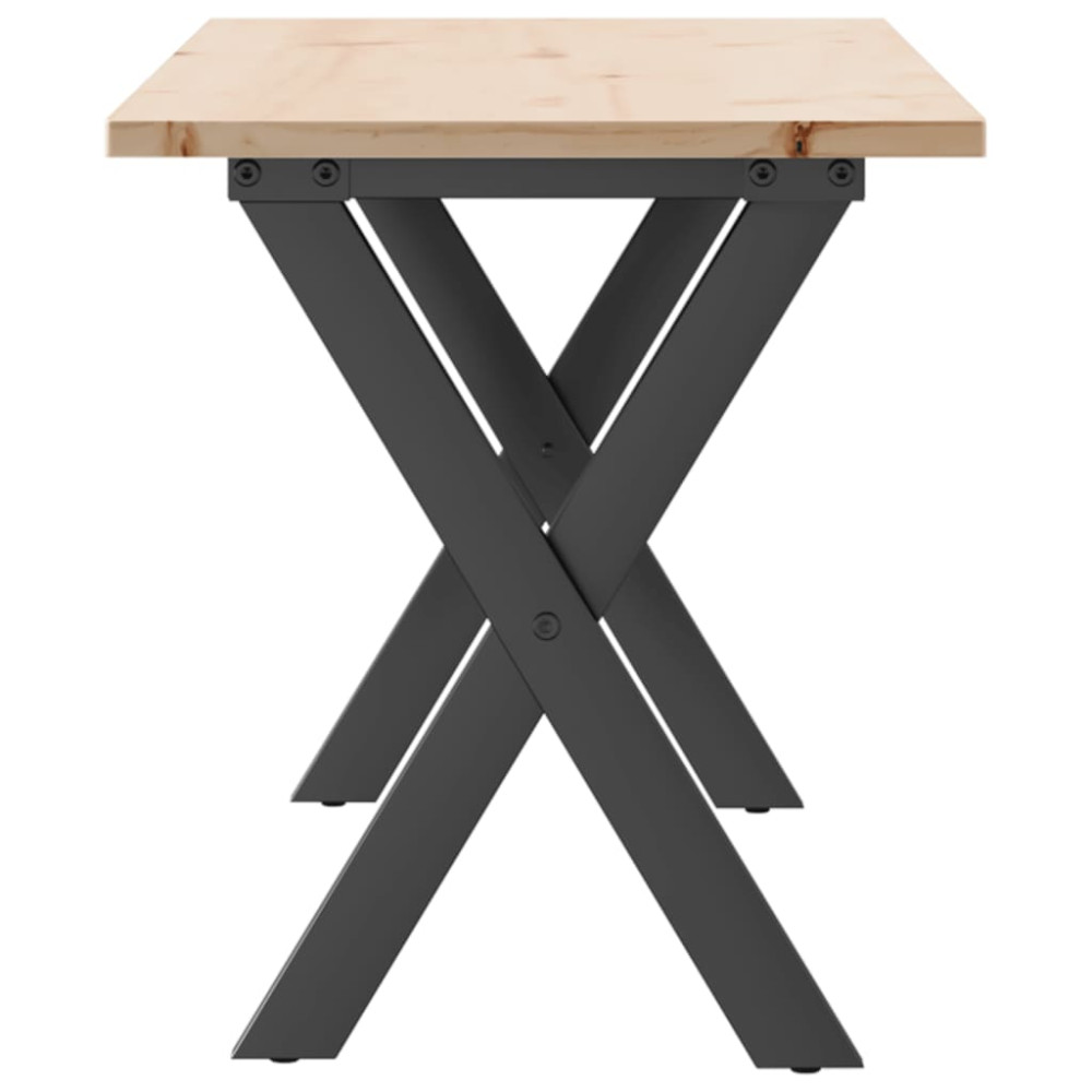 Produktbild för Soffbord X-ram 110x40x45 cm massiv furu och stål