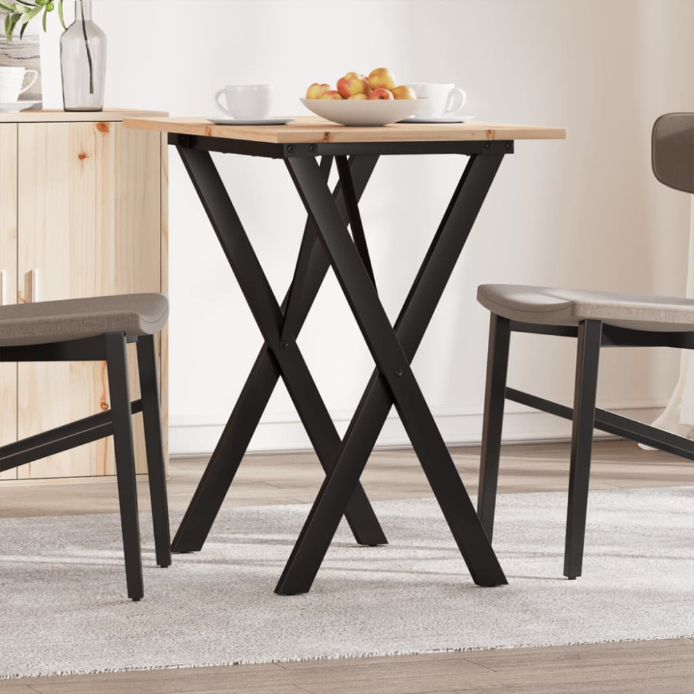 Produktbild för Matbord X-ram 80x50x75 cm massiv furu och stål