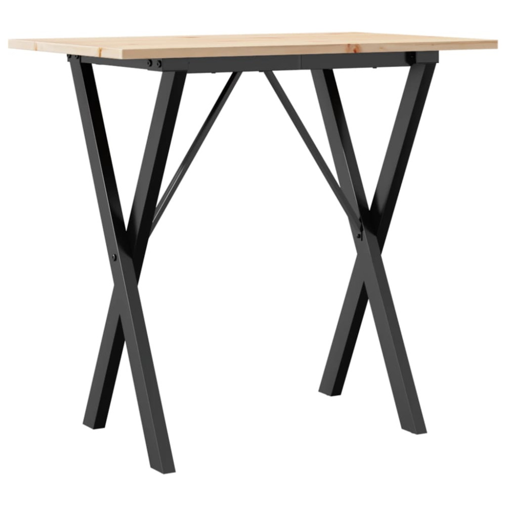 Produktbild för Matbord X-ram 80x50x75 cm massiv furu och stål