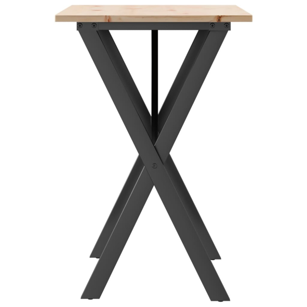 Produktbild för Matbord X-ram 80x50x75 cm massiv furu och stål