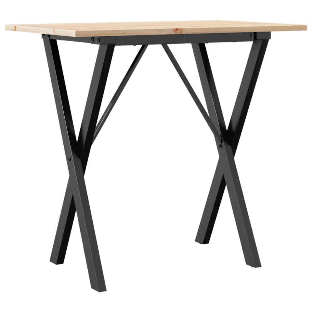 Produktbild för Matbord X-ram 80x50x75 cm massiv furu och stål