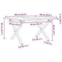 Produktbild för Soffbord X-ram 60x60x40 cm massiv furu och stål