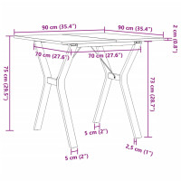 Produktbild för Matbord Y-ram 90x90x75 cm massiv furu och stål