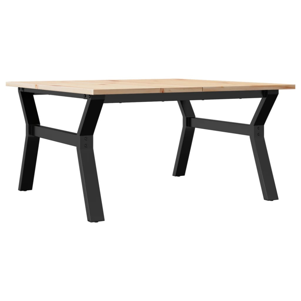 Produktbild för Soffbord Y-ram 80x80x45 cm massiv furu och stål