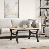 Produktbild för Soffbord Y-ram 80x80x45 cm massiv furu och stål
