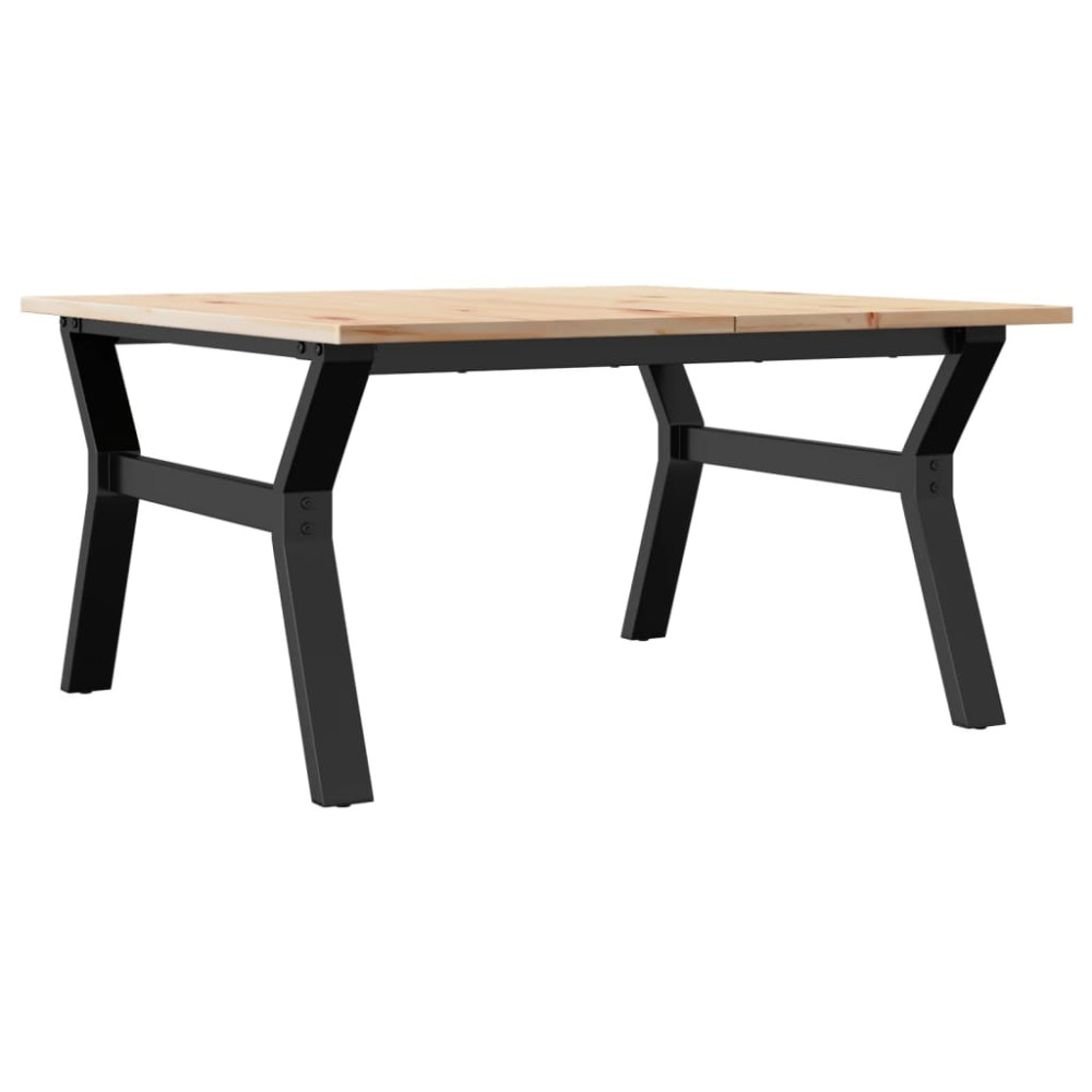 Produktbild för Soffbord Y-ram 80x80x45 cm massiv furu och stål