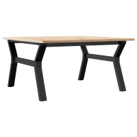 Produktbild för Soffbord Y-ram 80x80x45 cm massiv furu och stål