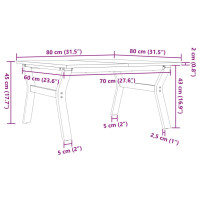 Produktbild för Soffbord Y-ram 80x80x45 cm massiv furu och stål