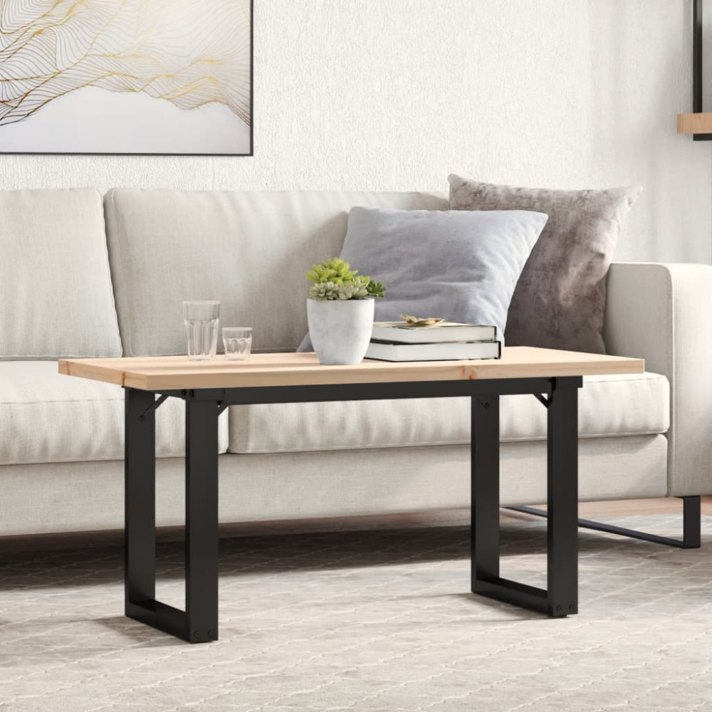 Produktbild för Soffbord O-ram 90x40x45,5 cm massiv furu och stål