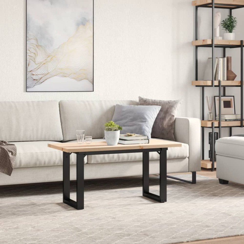 Produktbild för Soffbord O-ram 90x40x45,5 cm massiv furu och stål