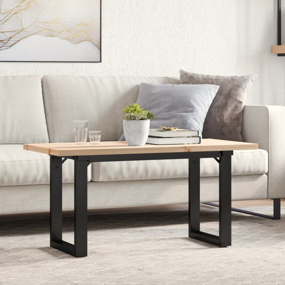 Produktbild för Soffbord O-ram 100x50x45,5 cm massiv furu och stål