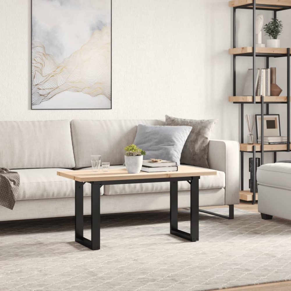 Produktbild för Soffbord O-ram 100x50x45,5 cm massiv furu och stål