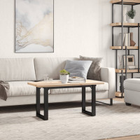 Produktbild för Soffbord O-ram 100x50x45,5 cm massiv furu och stål