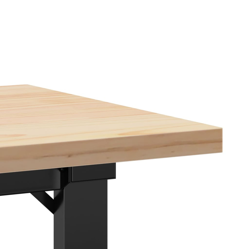 Produktbild för Soffbord O-ram 100x50x45,5 cm massiv furu och stål
