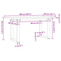 Produktbild för Soffbord O-ram 100x50x45,5 cm massiv furu och stål