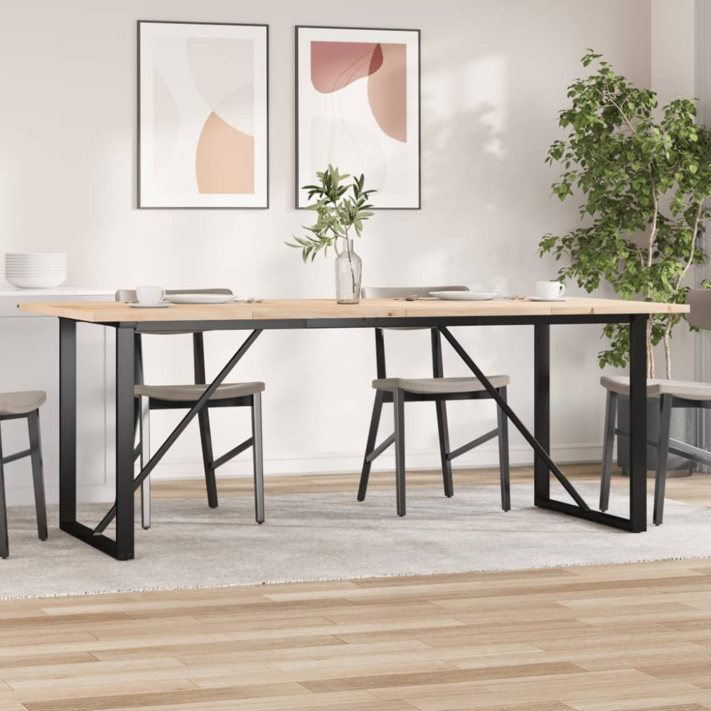 Produktbild för Matbord O-ram 200x100x75,5 cm massiv furu och stål