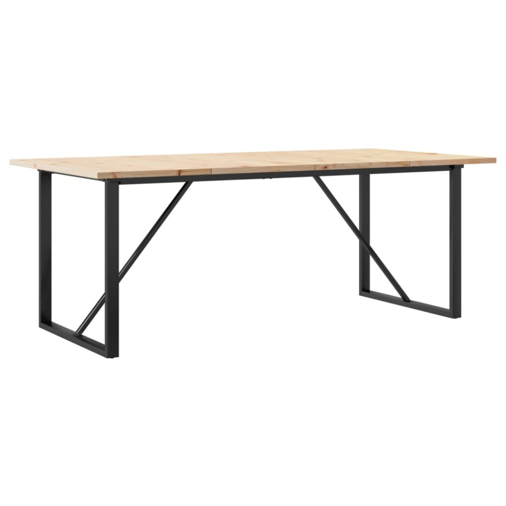 Produktbild för Matbord O-ram 200x100x75,5 cm massiv furu och stål