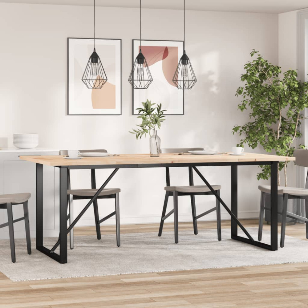 Produktbild för Matbord O-ram 200x100x75,5 cm massiv furu och stål