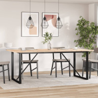 Produktbild för Matbord O-ram 200x100x75,5 cm massiv furu och stål