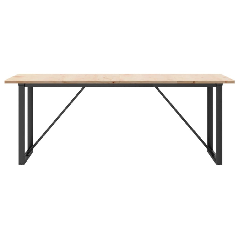 Produktbild för Matbord O-ram 200x100x75,5 cm massiv furu och stål