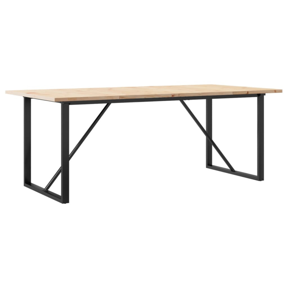 Produktbild för Matbord O-ram 200x100x75,5 cm massiv furu och stål