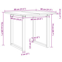 Produktbild för Matbord O-ram 80x80x75,5 cm massiv furu och stål