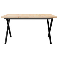 Produktbild för Soffbord X-ram 90x90x45,5 cm massiv furu och stål