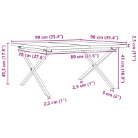 Produktbild för Soffbord X-ram 90x90x45,5 cm massiv furu och stål