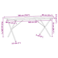 Produktbild för Matbord X-ram 180x90x75,5 cm massiv furu och stål