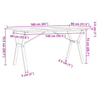 Produktbild för Matbord Y-ram 160x80x75,5 cm massiv furu och stål