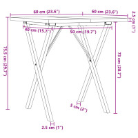 Produktbild för Matbord X-ram 60x60x75,5 cm massiv furu och stål