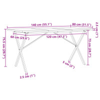 Produktbild för Matbord X-ram 140x80x75,5 cm massiv furu och stål