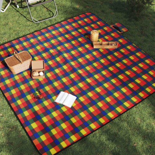 vidaXL Picknickfilt vikbar flerfärgad pläd 200x200 cm sammet